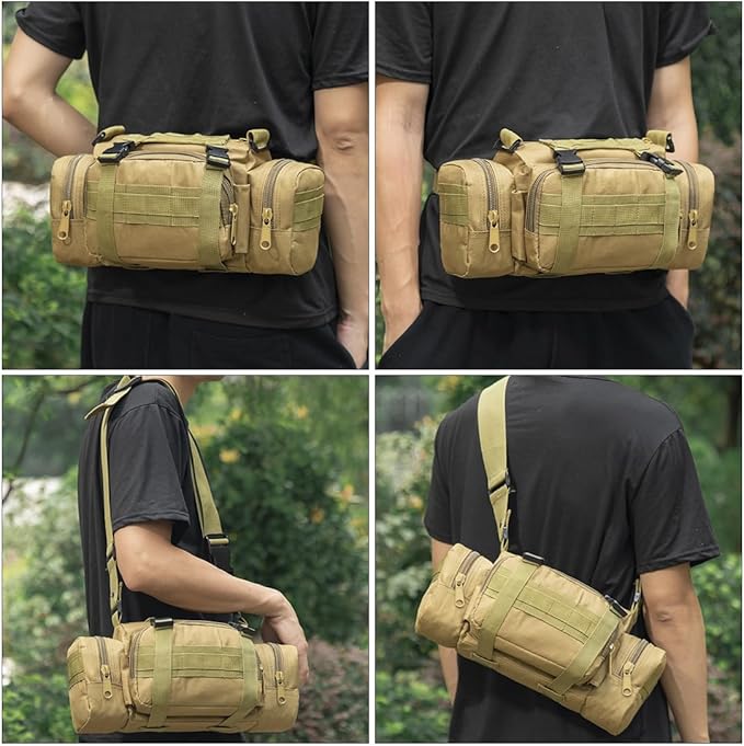 Fanny Deployment Bag Tactical Waist Pack Small Sling Pack Hand Carry Handlebar Bag (Jungle Camouflage)