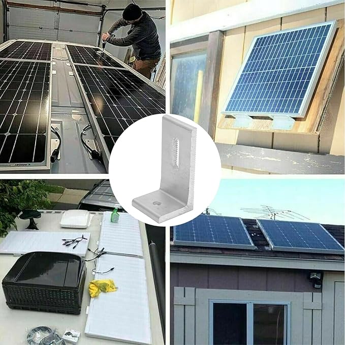 10-Pack Heavy-Duty Aluminum Alloy L-Foot Solar Mounts Photovoltaic Panel Mounting Bracket Photovoltaic Mount Waterproof Solar Panel Bracket for Roof PV System