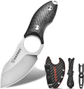Harnds Small Fixed Blade Knife Full Tang Camping EDC with N690 Steel and Carbon Fiber Handle for Fishing and Skinning Eggplant