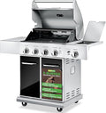 Heavy-Duty 5-Burner Propane Gas Grill - Stainless Steel Grill 4 Main Burner with 1 side burner 52000 BTU Grilling Capacity Electronic Ignition System Built-in Thermometer - NutriChef NCGRIL2