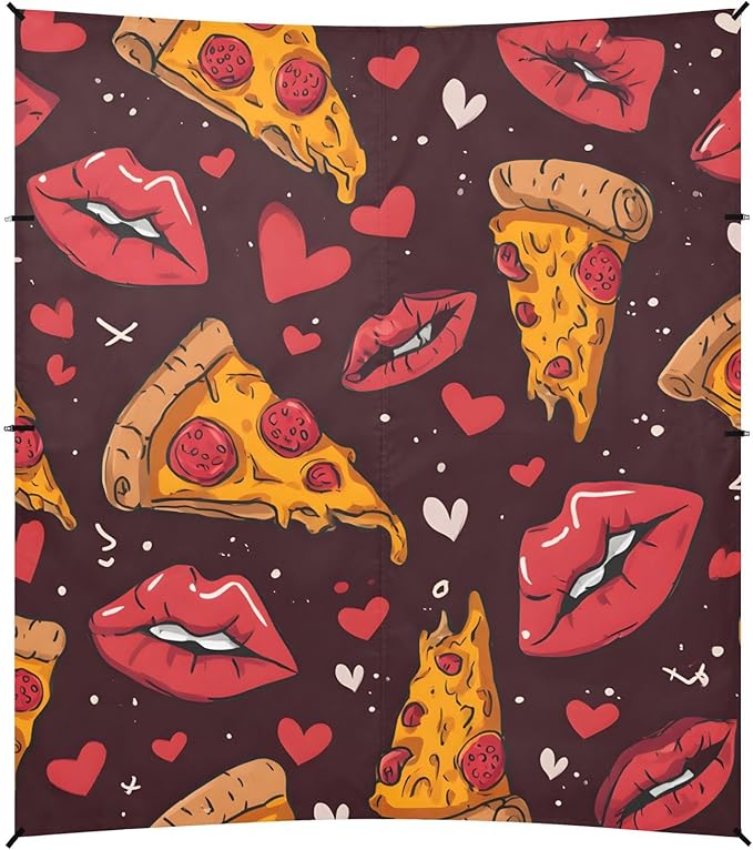 ALAZA Pizza Love Lip Pattern Beach Tent Sun Shelter Portable Canopy Sunshade for Outdoor Camping Picnics Backyard Fun 10x9 ft