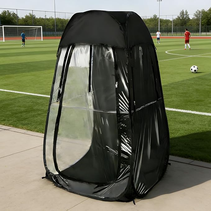 Portable Pop Up Sports Tent for Outdoor Events Instant Setup Shelter for Fishing and Camping Wind and Rain Protection Spray Tan Tent Compact Foldable for Easy Carry Weather Pod Peak Style Black