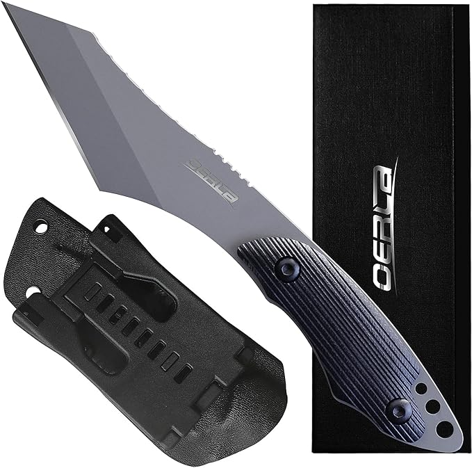 OERLA TAC OL-0022P Python Fixed Blade Outdoor Duty Straight Knife - Full Tang 420HC Stainless Steel Field Camping With G10 Handle Waist Clip EDC Kydex Sheath (Black)