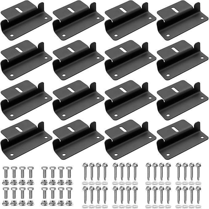 Anbte 16PCS Solar Panel Mounting Z Brackets Aluminum Solar Panel Mounting Bracket 304 Stainless Steel Screws Stable Rust - Resistant Easy Install for Roof RV Boat Yacht Black