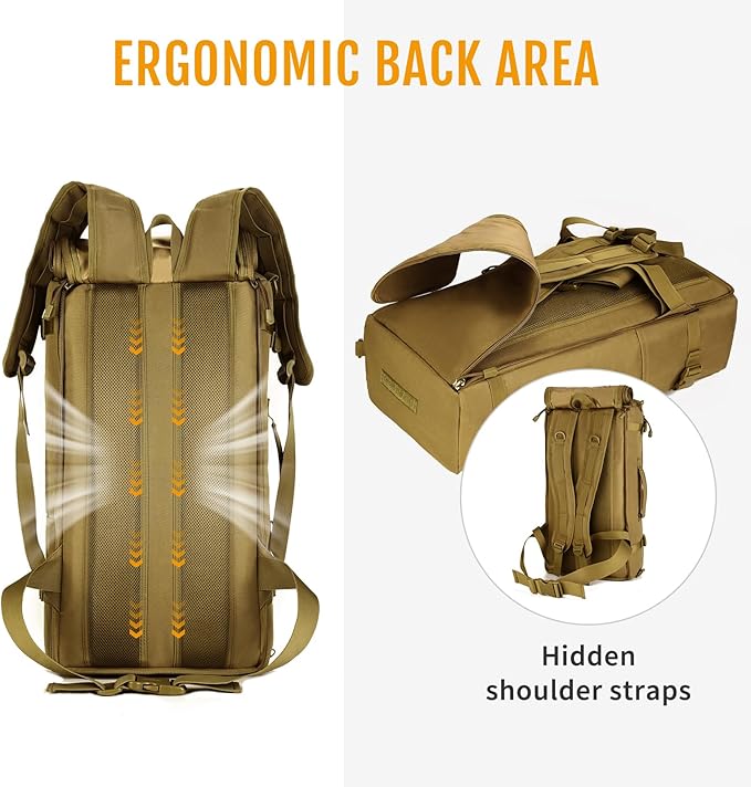 HUNTVP 50L 3 Way Tactical Military MOLLE Assault Backpack Modular WR Bag