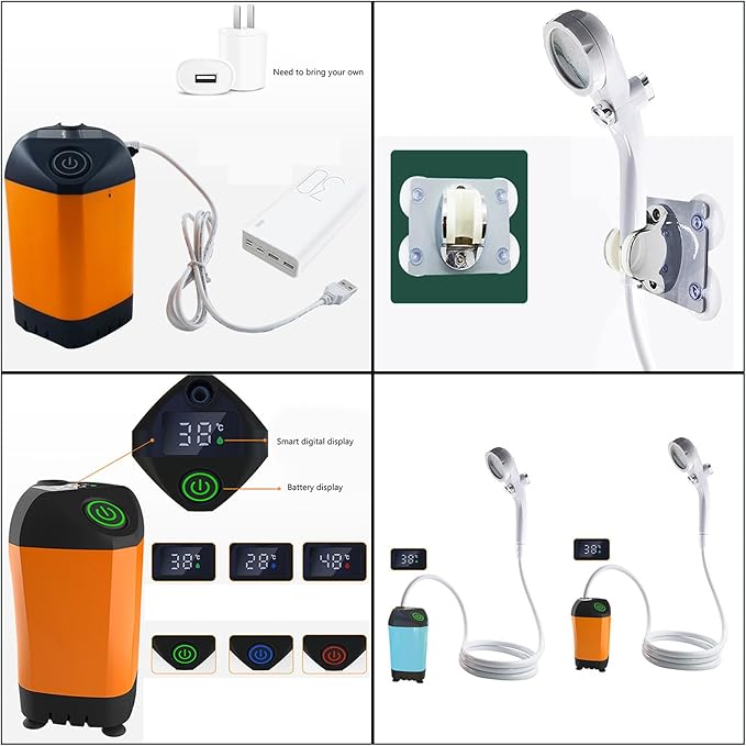 Portable Shower for Camping Portable Camping Shower with Electric USB Rechargeable Battery Outdoor Shower Pumps