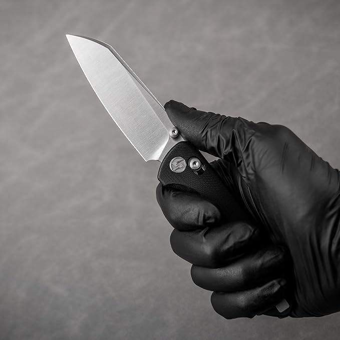 G062 Folding Knife for EDC 14C28N Steel Blade Pocket knife Crossbar Lock Knife for Outdoor Survival Hunting and Camping 3.53oz(Black+Satin)