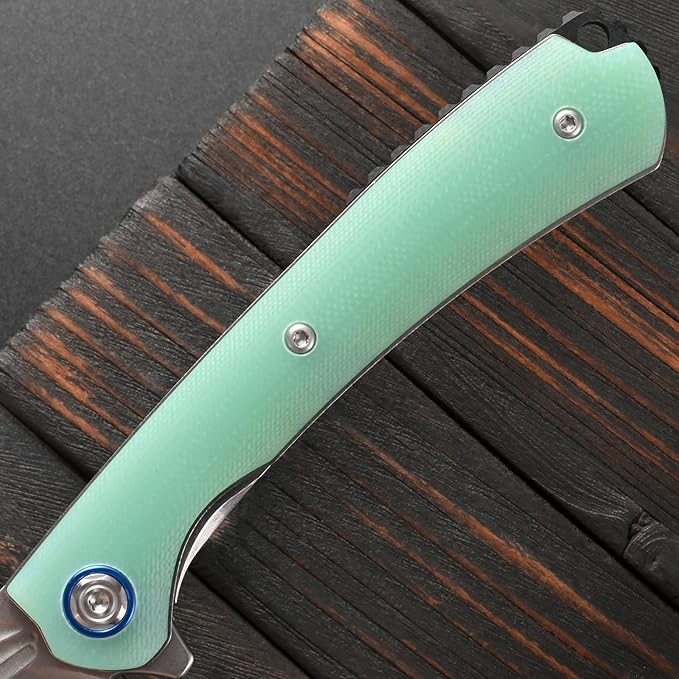 Sitivien ST144 Folding Knife14C28N Steel BladeG10 Handle Pocket Knife for Outdoor EDC CampingSurvivalHikingFishing(Jade)