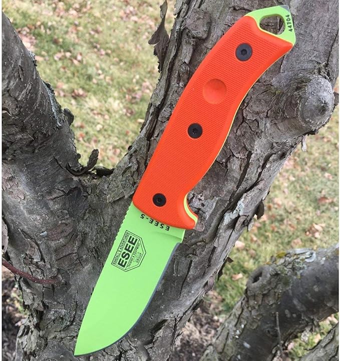 ESEE Authentic Model 5 Tactical Survival Fixed Blade Knife - Ambidextrous Kydex Sheath - SERE Team Designed (ESEE-5P-VG-E)