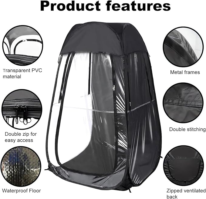 Portable Pop Up Sports Tent for Outdoor Events Instant Setup Shelter for Fishing and Camping Wind and Rain Protection Spray Tan Tent Compact Foldable for Easy Carry Weather Pod Peak Style Black