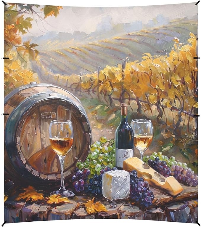 ALAZA Barrel Wineglasses Cheese Bottle in Vineyard Beach Tent Sun Shelter Portable Canopy Sunshade for Outdoor Camping Picnics Backyard Fun 10x9 ft