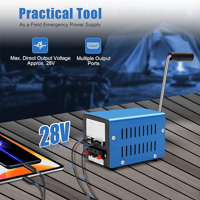 20W Portable Hand Crank Generator Manual Power Supply Generator Freestanding Generators Multifunction Manual Crank Generators with Handle for Field Operations Field Trips Off-Grid Emergency