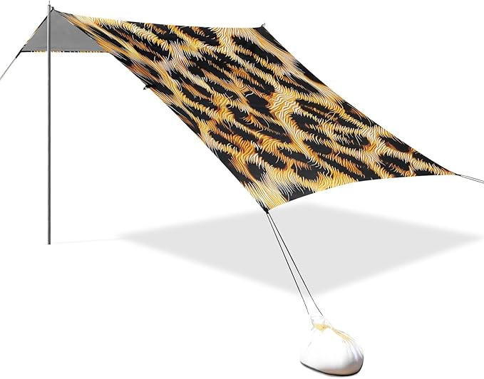 ALAZA Animal Skin Leopard Print Beach Tent Sun Shelter Portable Canopy Sunshade for Outdoor Camping Picnics Backyard Fun 10x9 ft