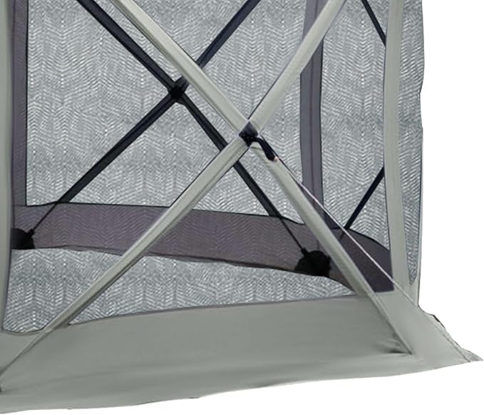 6SidedHexagonPopUpTentBreathableMeshNettingBeigePolyesterDurableMeshNettingWaterResistantEasySetupReinforcedPolesUVResistantPortable100PercentPolyester
