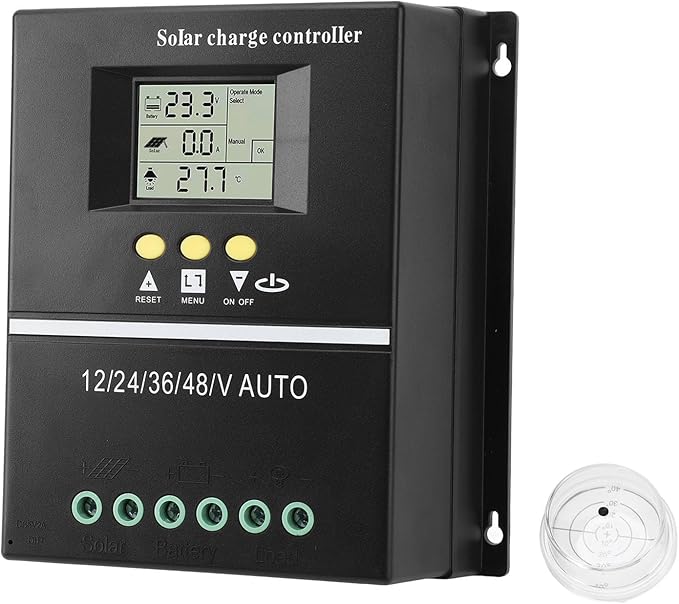 Marhynchus MPPT Solar Charge Controller12V/24V/36V/48V auto Solar LCD Display 60A-200A 12V-48V Dual USB Ports100V Maximum Solar Input 7 Working Modes