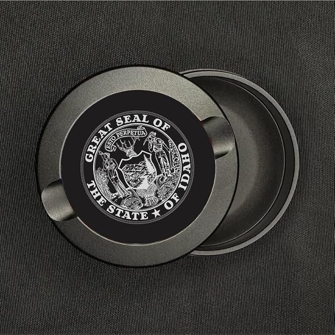 Buzz &amp Heaters Zyn Container - Metal Can with Holder | USA State &amp American Flags - Idaho