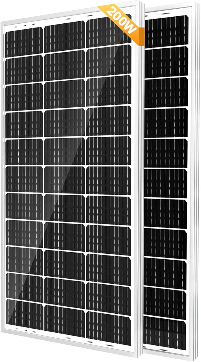 SOLPERK Solar Panel 2PCS Solar Panels 100 Watt 12 Volt 200W Soalr Panel High Efficiency Monocrystalline PV Module Power Charger Solar Panel for Boat Car RV Motorcycle Marine