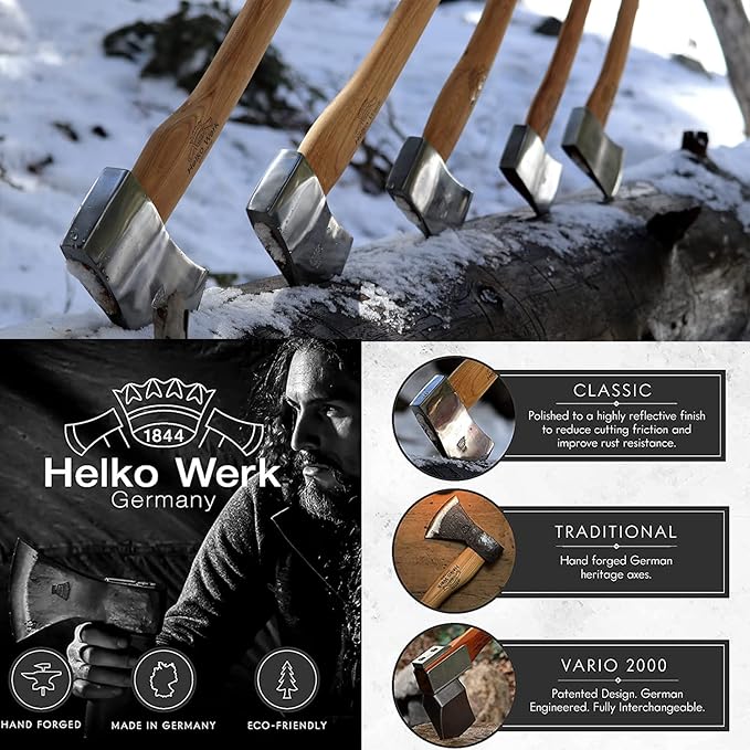 1844 Helko Werk Germany Classic Odyssey Double Bit Axe - Made in Germany Double Bit Axe and Felling Axe for Cutting Large Timber Felling Trees - Head 3.5 lbs Handle 30 in. (Odyssey) #10600
