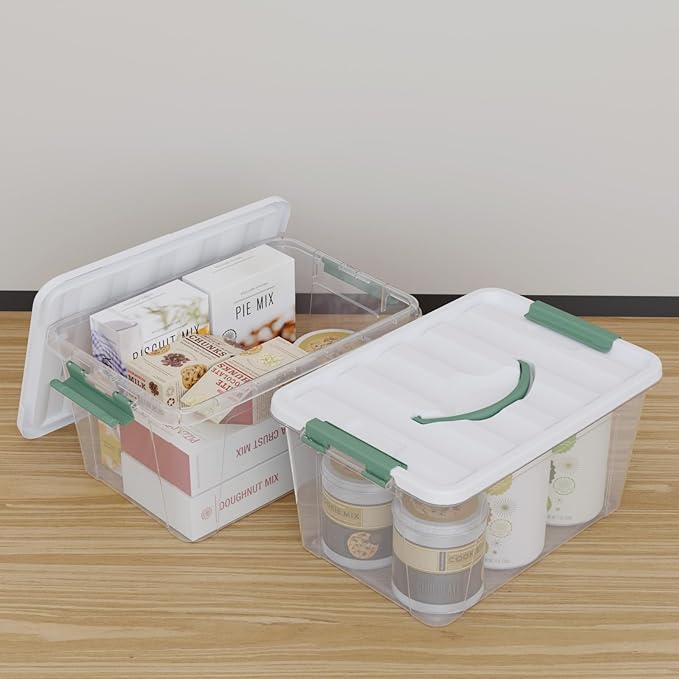 14 Quart Plastic Latching Boxes with Lids Clear Plastic Storage Bin with Lids 4 Packs
