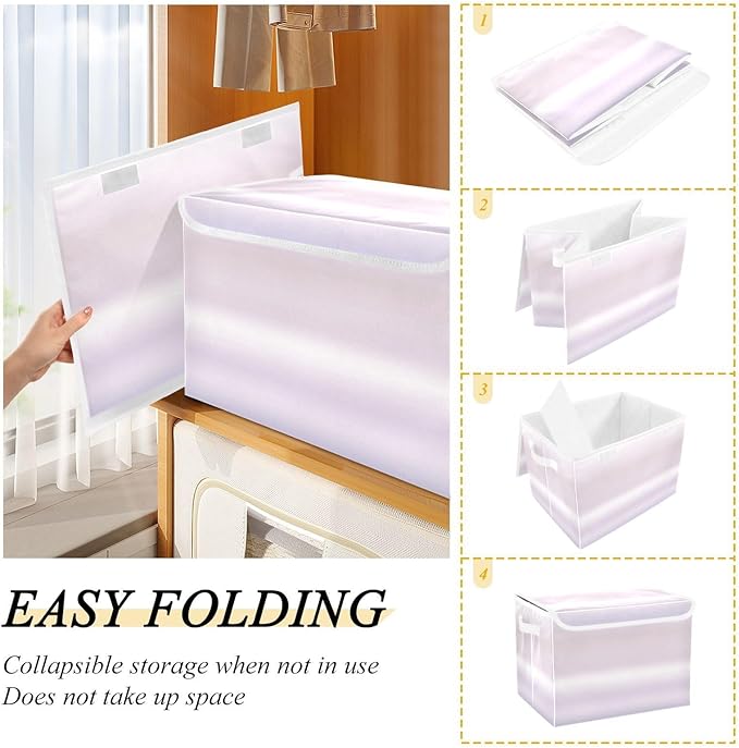 Gradients Storage Bins with Lid Foldable Closet Storage Quart Storage Container for Office Supplies Home Decor
