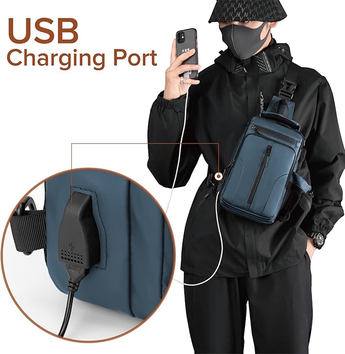 Anti Theft Crossbody Backpack Shoulder Sling Bag Men Women One Strap Motorcycle Messenger Bag Daypack for Cycling