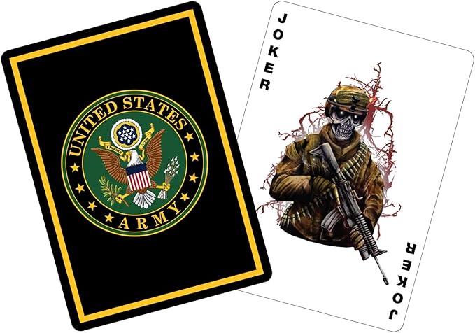 US-Army Flask &amp Cards Set | Leather-Wrapped Hip-Flask with Rank Playing Cards | Army Card &amp Flask-Set
