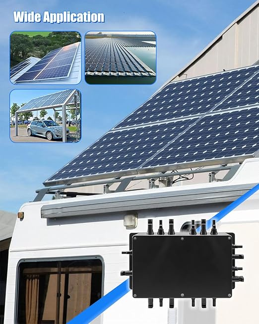 GMURA 8 String Solar PV Combiner Box IP68 Waterproof Circuit Breaker Box with 30A Fuse &amp Install Screws &amp Wrench for RV Roof On/Off Grid Solar Panel System 8 in 1 Out