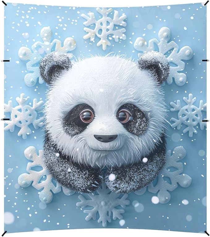 ALAZA Cute Panda Snowflake Beach Tent Sun Shelter Portable Canopy Sunshade for Outdoor Camping Picnics Backyard Fun 10x9 ft