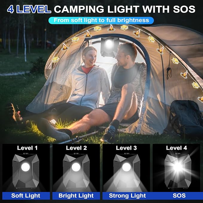 Upgraded Camping Light Portable Shower 5 Pressure Levels Rechargeable Camping Shower Pump with 20L Foldable Bucket &amp Intelligent LED Display 6000mAh Outdoor Shower for Camping Hiking Travel Ca