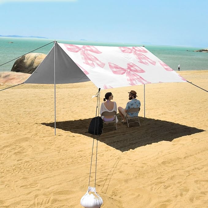 ALAZA Bows Checkered Pattern Beach Tent Sun Shelter Portable Canopy Sunshade for Outdoor Camping Picnics Backyard Fun 10x9 ft