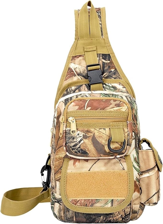Tactical Chest Pack Military Molle Bag Men's Outdoor Sling Crossbody Bag(Camel green)