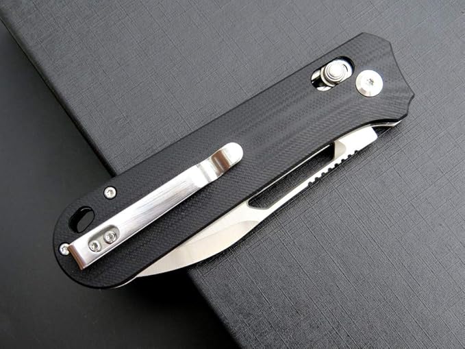 Eafengrow EF963 Folding Knife D2 Steel Blade G10 Handle EDC Tool Knives for Outdoor Working Camping (Black)