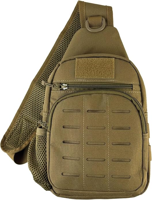 Tactical Crossbody Bag With Water Bottle Holder MOLLE Sling Pack EDC Tool Handbag for Men for Travel Daily Commute