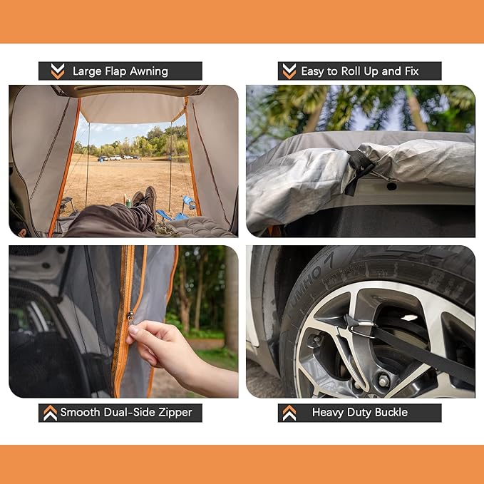 HEYTRIP Upgraded SUV Tailgate Tent with Poles &amp Stakes – Stable Awning Car Camping Tent Waterproof Windproof Hatchback Shelter Universal Fit for SUV Van &amp CUV