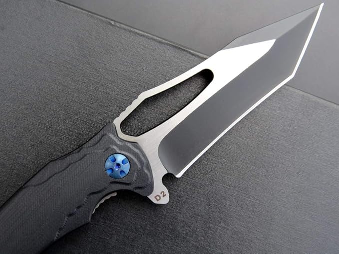 Eafengrow EF915 Folding Knife D2 Steel Blade with Black-Oxide Coating G10 Handle with Ball Bearing Safe Open Flipper Knife Locking Liner and Pocketclip for Camping Work (Black)