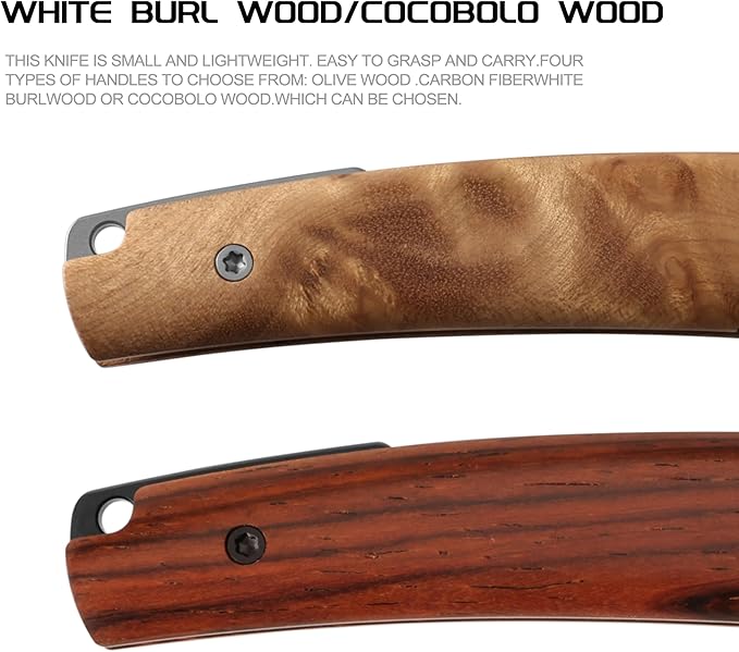 Petrified fish PF719 Patte Folding Knife3.38 14C28N Steel Satin Blade White Burl Wood Handle Thumb Stud Liner lock Pocket Knife