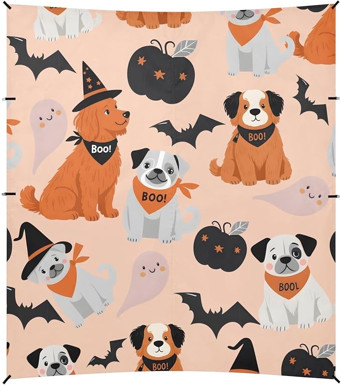 ALAZA Dog Pumpkin Pattern Beach Tent Sun Shelter Portable Canopy Sunshade for Outdoor Camping Picnics Backyard Fun 10x9 ft