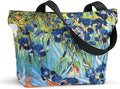 Iris Garden Tote Bag for Women Shoulder Bag with Top Zipper Closure Lightweight Reusable