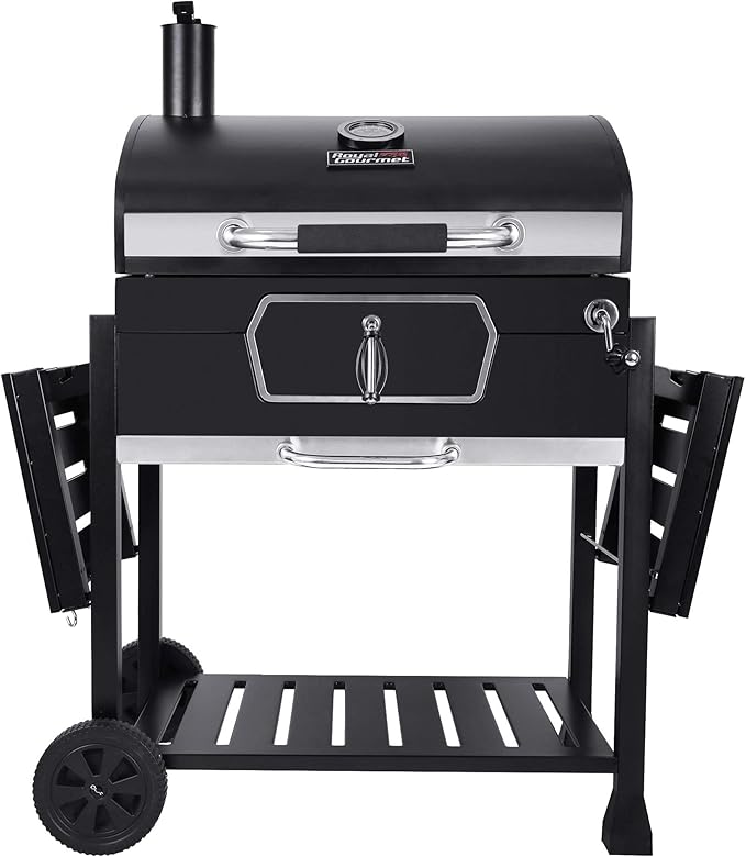 Royal Gourmet CD2030AC Deluxe 30-Inch Charcoal Grill with Cover Large BBQ Grill with Collapsible Side Tables for Outdoor Picnic Camping Patio Backyard Cooking Black