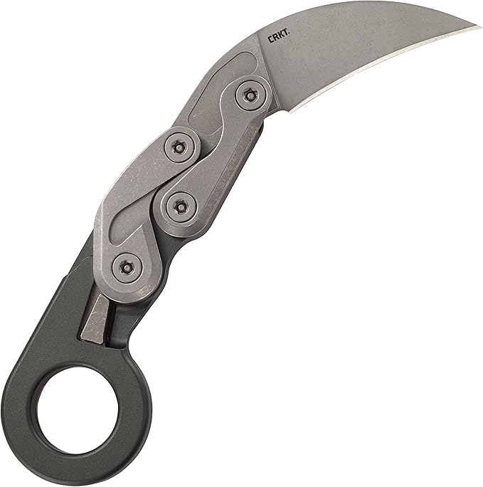 CRKT Provoke Compact: Kinematic EDC Folding Pocket Knife Morphing Karambit D2 Plain Edge Blade Aluminum Pocket Clip 4045
