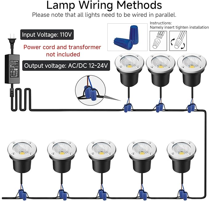 3W LED Low Voltage Landscape Lights Well Lights 12V-24V in Ground Lights IP67 Waterproof LED Landscape Lighting for Floor Driveway Deck Step Garden Lights Outdoor Set of 6 Warm White