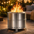 Breezz Smokeless Fire Pit 19.3 Inch Stainless Steel Outdoor Wood Burning Firepit with Carry Bag Portable Bonfire Stove for Backyard Patio Camping and Picnic Efficient Airflow &amp Low Smoke Desi