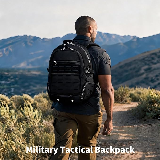 Tactical Pack Military Backpack 19.4L Waterproof Rucksack 600D OXFORD for Hiking Trekking Hunting (black)
