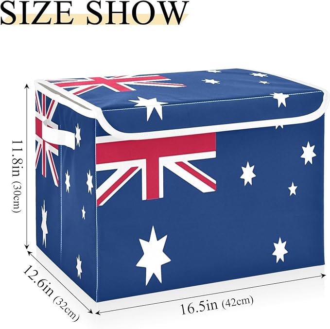 Australia Flag Australian National Blue Red Storage Bin with Lid Stackable Office Storage Clothing Storage Bins for Dorm