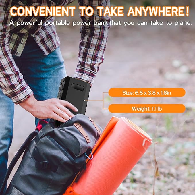 powkey 88Wh Portable Power Station 24000mAh Camping Solar Generator(Solar Panel Not Included) Lithium Battery Power 110V/65W AC DC USB QC3.0 for Home Camping Emergency Backup Black