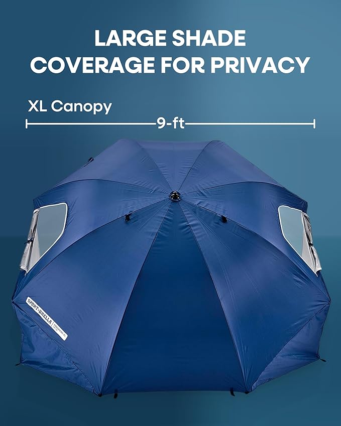 Sport-Brella Premiere UPF 50+ Umbrella Shelter with Patented Side Panels and Tilt Mechanism Heavy-Duty 1.25 Inch Center Pole Auger Anchor for Sand and Grass