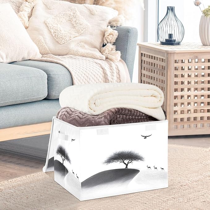 Storage Cube with Lid Silhouettes Landscape Print 16.5×12.6×11.8 IN Collapsible Large Capacity Foldable Storage Basket Bin Organizer