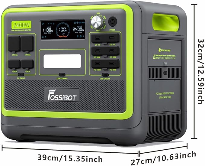 FOSSiBOT F2400+SP200 Portable Power Station with Solar Panelgenerador eléctrico portátil 2048Wh LiFePO4 Battery Solar Generator with 1100W ACAPP Control1.5H Fast Charging for HomeCampingRV