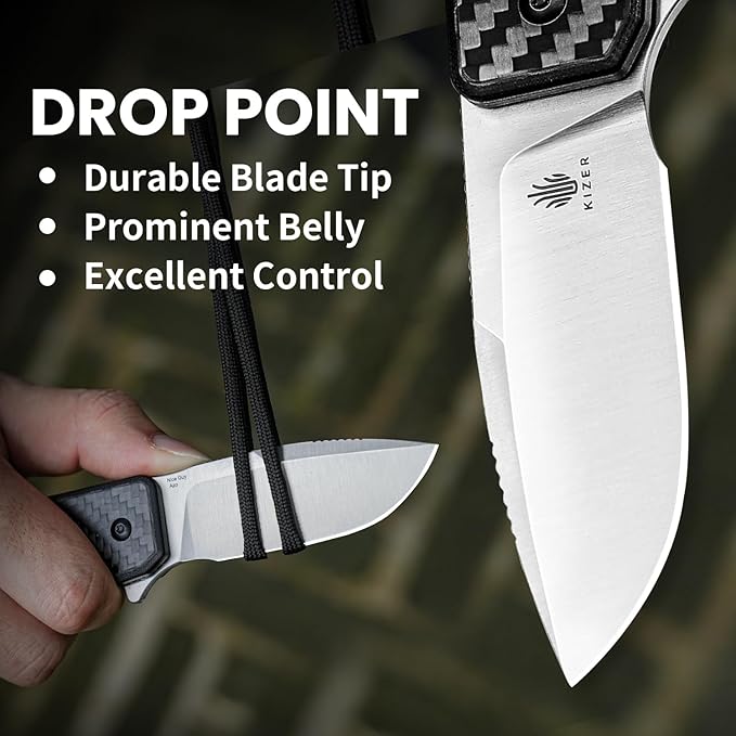 Kizer Nice Guy Pocket Folding Knife 2.84 154CM Blade Lightweight Sharp Camping and Hiking Knife G10 Carbon Fiber Handle Liner Lock Flipper Knives V3011C1
