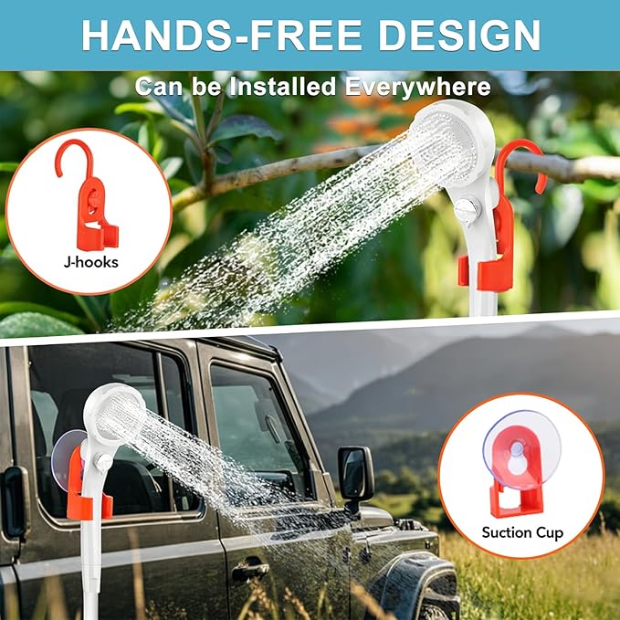 B013 Portable Shower Pump for Camping – 7800mAh Long-Lasting &amp Quiet Outdoor Shower with LED Display IPX8 Waterproof Outdoor Shower for Pet Bath Car Wash &amp RV